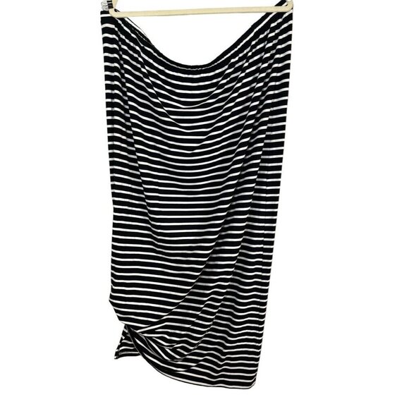 Chicos Coastal Striped Maxi Skirt 2X Black Striped Preppy Old Money Classic 80s - Picture 5 of 10